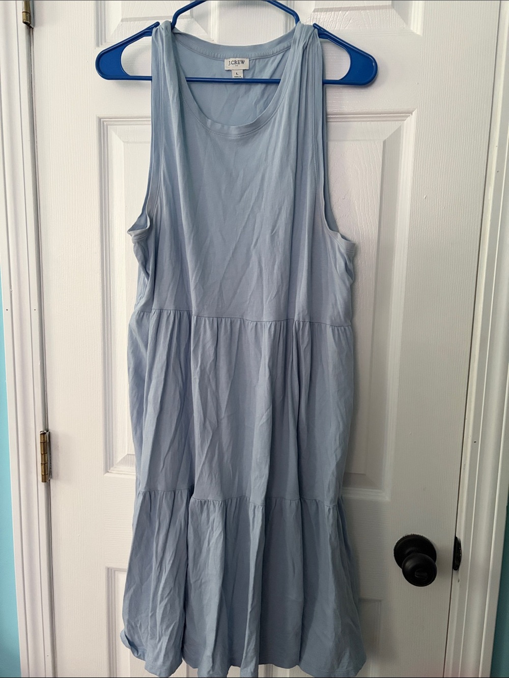 J. Crew Powder Blue Tiered Sleeveless Maxi Dress
